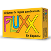 Image of game box for Fluxx Español with orange background and a colorful logo