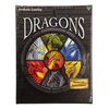 Image of game box for Hungarian Seven Dragons with a circle containing images of the 7 dragons