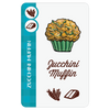 Promo card image for Zucchini Muffin with an illustration of a muffin made with zuccchini, symbols for Cake and Vegetables