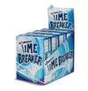 Display box with six games for Time Breaker with many shades of blue, the logo, and a clear shimmering cube