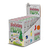 Display box with six games for Holiday Fluxx with illustrations of a Christmas Tree, Hanukkah candles, and various Holiday foods