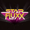 Logo for Star Fluxx with yellow and purple letters on a black background