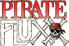 Logo for Pirate Fluxx with red and white letters on a white background