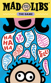 Flat front of box image for Mad Libs: The Game with a yellow and blue background and characters speaking words in balloons