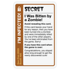 Game card titled 'I Was Bitten by a Zombie!' with text and border details.