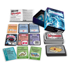 Box and contents image for Chrononauts showing 6 Timeline cards, an Action, and two Artifacts: Live Brontosaurus and Tomorrow's Newspaper