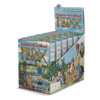 Display box with six games for Hundred Acre Wood Fluxx with a woods and river background and illustrations of Pooh's plush and animal friends from the classic story.