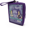 Purple zipper storage bag with clear window to show contents on a white background.