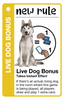 Card with a dog image and text about a 'Live Dog Bonus' in a game context.