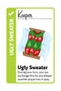 Ugly Sweater Keeper promo card for Fluxx, showing a red and green ugly holiday sweater.