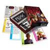 Box and contents image for Star Trek: DS9 Fluxx showing 5 cards including Captain Sisko, Beam Us Back, and The Way of the Ferengi