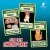 Social media image for Star Trek Chrono-Trek showing 3 Artifact cards: Tribbles, Porthos, and Spot