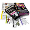 Box and contents image for Star Fluxx showing 4 cards including Wormhole, Expendable Crewman, Brain Parasites, and It's a Trap