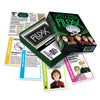 Box and contents image for Star Trek: Voyager Fluxx showing 5 cards including Captain Janeway, The Caretaker, and Species 8472
