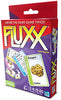 Image of game box for Fluxx Special Edition with a red and purple background, yellow logo, and spiral of card images