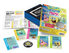Box and contents image for SpongeBob Fluxx showing 5 cards and the coin