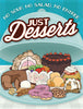 Flat front of box image for Just Desserts with a light blue background and images of delicious looking desserts