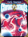 Flat front of box image for Early American Chrononauts with red and blue swirls with dates spiraling into the center