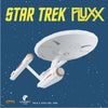 Social media image for Star Trek Fluxx featuring the Starship Enterprise on a starry blue background with the logo in yellow