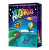 Image of the game box for Aquarius with a colorful landscape and a Rocket, Balloon, Bus, Submarine, and UFO