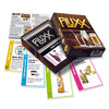 Box and contents image for Drinking Fluxx showing 5 cards including Rum, Party Foul, and Margarita