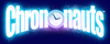 Logo for Chrononauts with a blue background and a glowing white blue logo