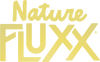 Logo for Nature Fluxx with yellow letters on a white background