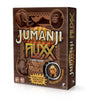 Image of the game box for Jumanji Fluxx with a brown box including images of an elephant, monkey, and rhino