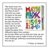 Testimonial for Math Fluxx from Amazon saying: Plans B and C rules let's you scale the game to the level of math you want
