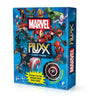 Image of the game box for Marvel Fluxx Specialty Edition with blue background covered with various Marvel characters and yellow starburst