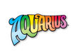 Logo for Aquarius with a rainbow of letters