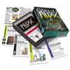Box and contents image for Cthulhu Fluxx showing 4 cards: Madness, Penguins, Secret Cultist, and Nectronimicon