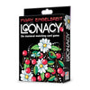Image of the game box for Mary Engelbreit Loonacy with a black box with images of daisies and cherries
