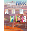 Flat back of box image for Across America Fluxx showing sample cards including: Statue of Liberty + Golden Gate Bridge = From Sea to Shining Sea