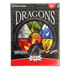 Image of the game box for Latvian / Lithuanian / Estonian / Russian Seven Dragons with a circle containing images of the 7 dragons