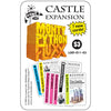 Image of the cover card for the Castle Expansion showing Monty Python Fluxx logo and small images of the cards in the pack