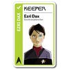 Promo card image for Ezri Dax with a green stripe, KEEPER header, and an illustration of Esri Dax