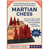 Flat back of box image for Martian Chess showing the board and pyramids setup to start the game