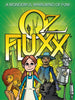 Flat front of box image for Oz Fluxx with green background with Emerald City and Dorothy, Toto, and her 3 new friends