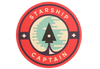 Image of the Starship Captain Sticker with a red ring with a pyramid rocket inside
