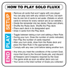 summary of how to play Solo Fluxx including Setup, Play, and End sections