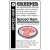 Promo card image for Spiced Ham with a black stripe, CREEPER header, and an illustration of SPAM on a plate