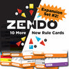 Social media image for Zendo Rules Expansion #2 showing the logo with just the bottom edges of the 10 cards showing