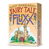 Image of the game box for Fairy Tale Fluxx showing a peach colored box with an image of a castle