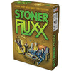 Image of game box for Stoner Fluxx featuring Kristin and Andy as stoners eating Pizza and Brownies with The Mooch