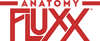 Logo for Anatomy Fluxx with a white background and red letters