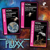 Social media image for Astronomy Fluxx showing 3 Goal cards featuring the Spacecraft, Earth, The Void, and Rover