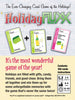 Flat back of box image for Holiday Fluxx showing Calendar + Bubbly Beverages = Happy New Year