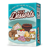 Image of the game box for Just Desserts with a light blue background and images of delicious looking desserts