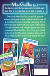 Flat back of box image for Get the MacGuffin showing 4 cards: The Interrogator, The Fist of Doom, The MacGuffin, and The Hippie